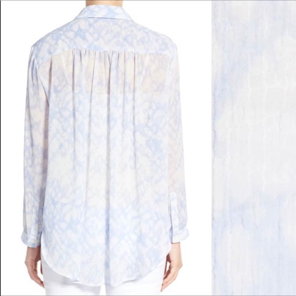NWT Vince Camuto L sheer light blue/white blouse - Picture 5 of 10